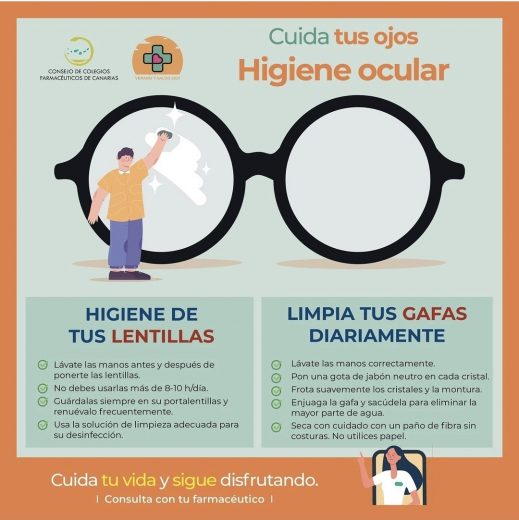 Ojos, higiene de gafas y lentillas